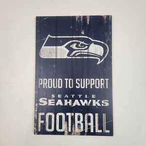 Seattle Seahawks Wood Football Sign